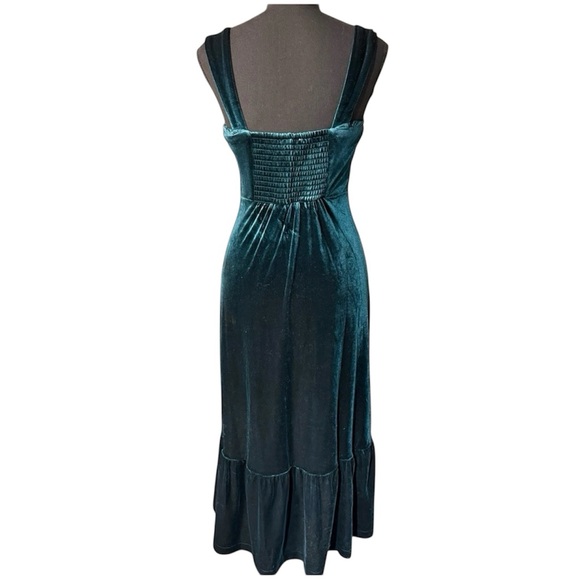NWT Betsey Johnson Sweetheart Neck Emerald Green Velvet Sleeveless Midi Dress L - Picture 5 of 12